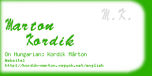 marton kordik business card