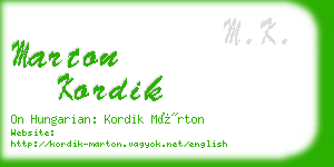 marton kordik business card